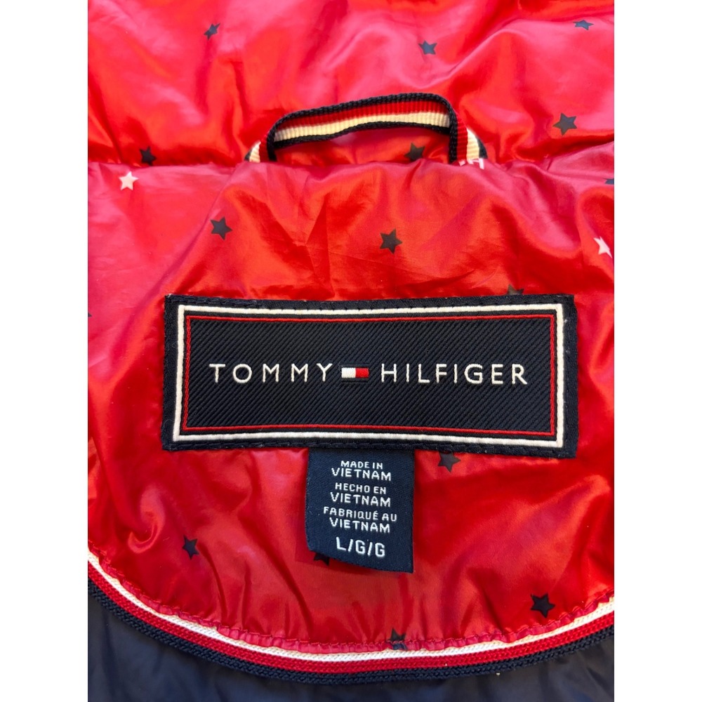 Tommy Hilfiger Womens Red Quilted Puffer Vest Star Print Full Zip Size Large - Picture 4 of 15